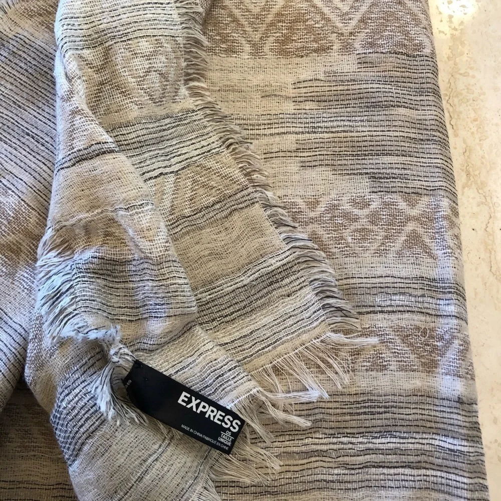 Taupe Tan Gray Large Textured Scarf NEW